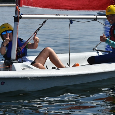 Two youths in a boat